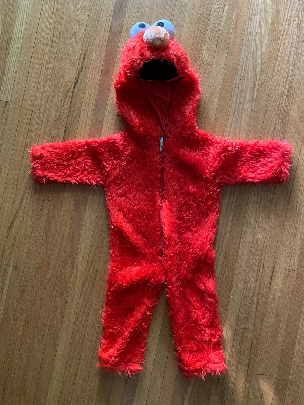Sesame Street Elmo Bright Red Fuzzy Hooded Footie